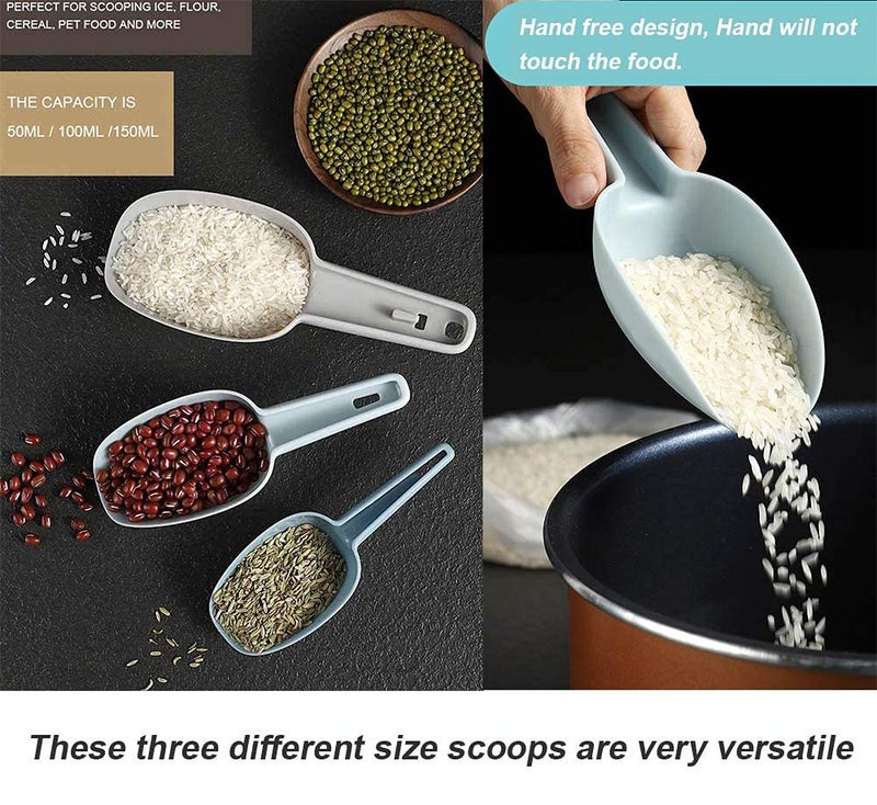 heffiso Set of 3 Scoops for Canisters  Plastic Flour Scoop  Ice Scooper for Canisters  Flour  Powders  Dry Foods  Candy  Popcorn  Coffee Beans Pet Food - Image 4